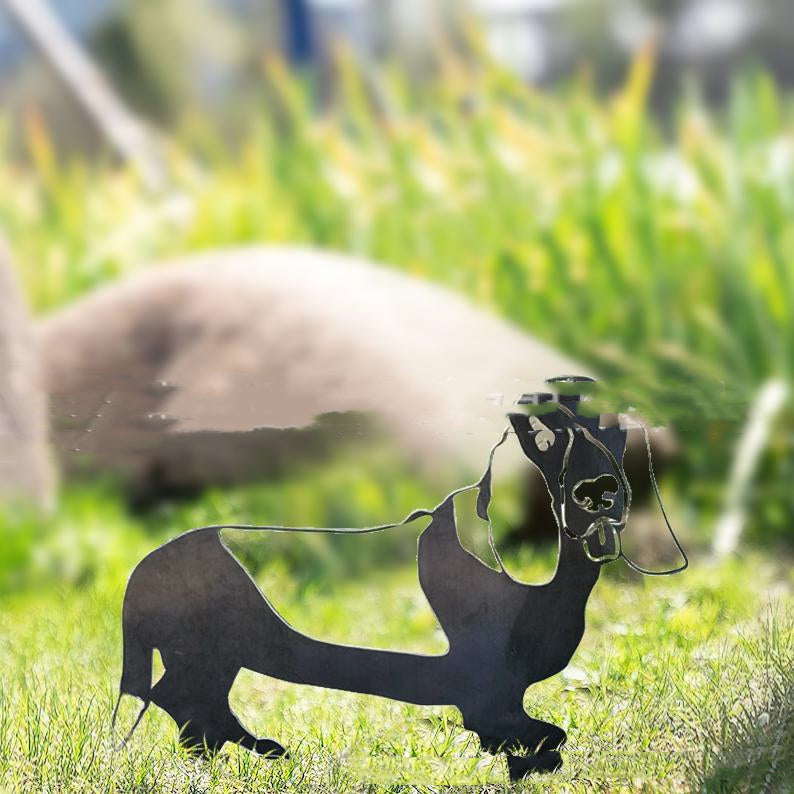 Hund Gartenstecker Metall Schäferhund Silhouette — Gartendeko wetterfest
