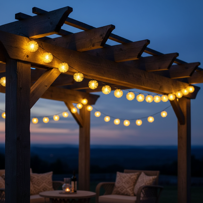 Solar Lichterkette Outdoor in Rot mit 20 LED-Bommeln auf 5m für festliche Anlässe