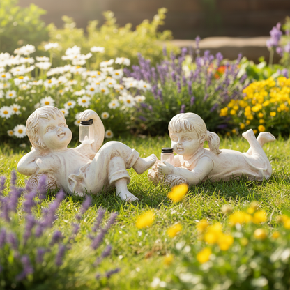 Kind Gartenfigur Solar – Stimmungsvolles Licht für Balkon, Terrasse und Kinderzimmer