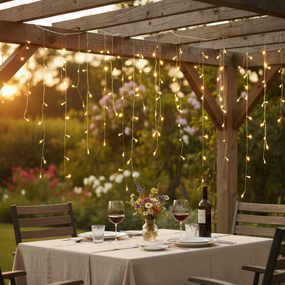 LED Eiszapfen Lichterkette bunt mit 8 Lichtmodi für festliche Gartenpartys und Sommerfeste