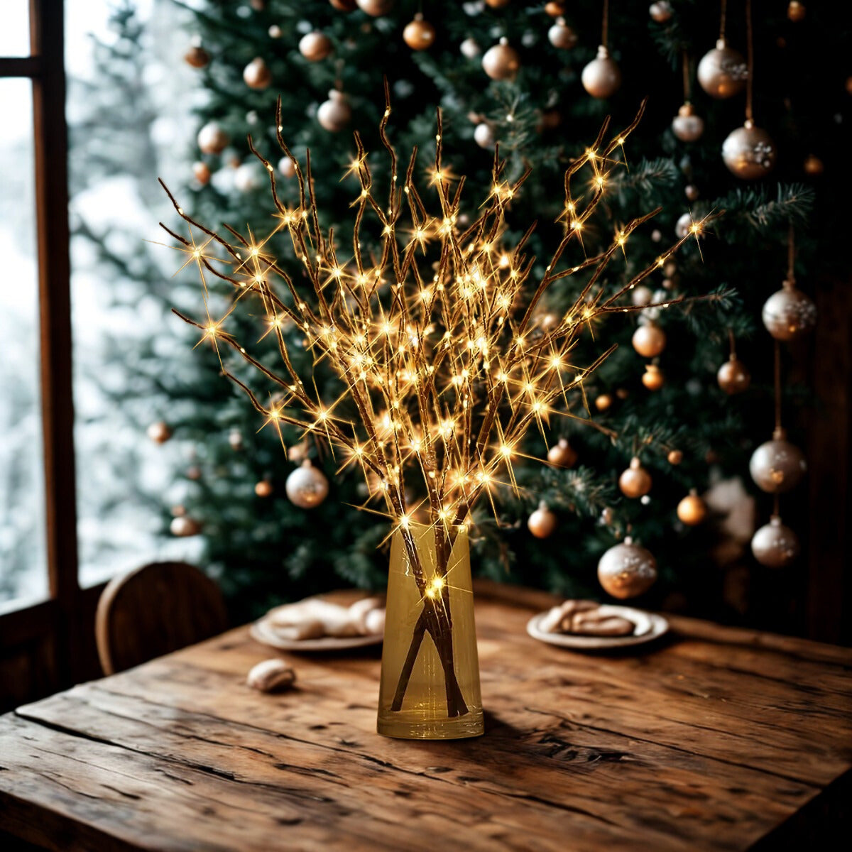 Schlichte Eleganz der LED Zweige mit 50 Lichtern, die Gemütlichkeit und Wärme in jeden Raum bringen