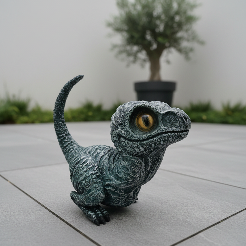 Velociraptor Figur 17x7x15 cm – Grössenansicht Dinosaurier Gartendeko