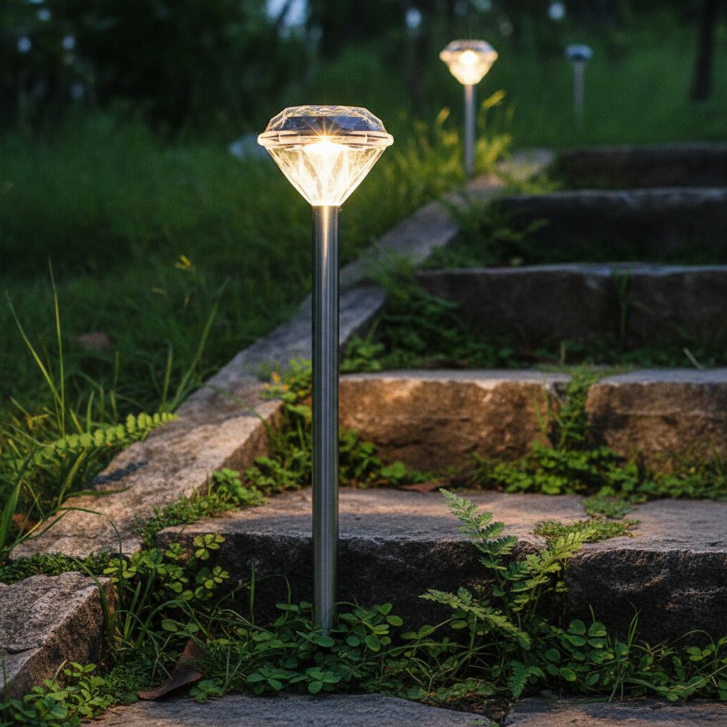 Solar Gartenleuchte Diamant Warm-Weiss kabellos für Garten und Terrasse