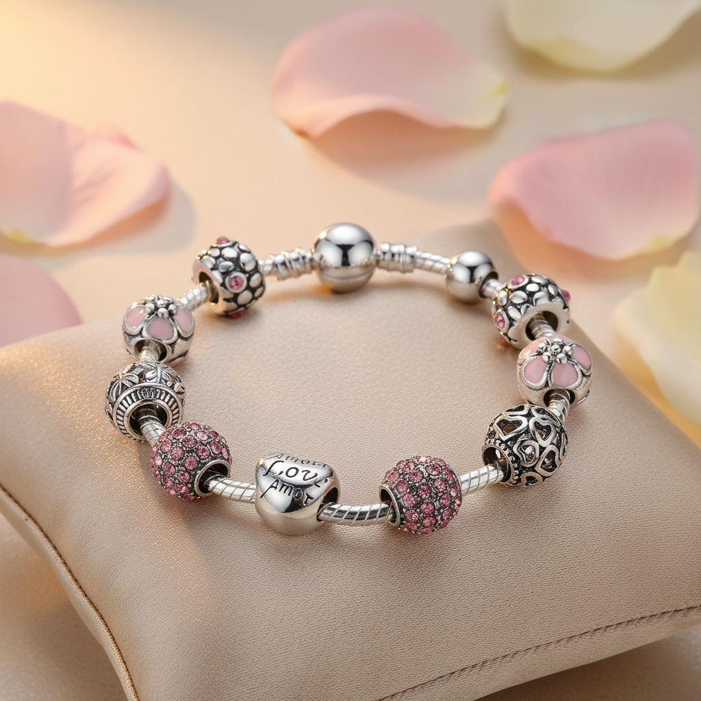 Charm Armband Silber in mehreren Farben – Stilvolles Schmuckstück für Damen und Mädchen.