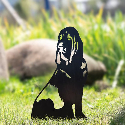 Hund Gartenstecker Metall Bloodhound Silhouette Gartendeko