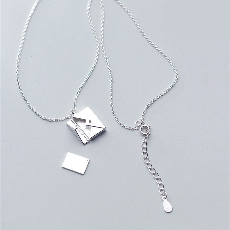 Romantische Liebesbrief Halskette mit Umschlag-Anhänger in Silber, ideales Geschenk für Frauen, briefumschlag halskette geschenk.