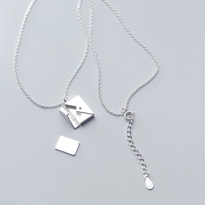 Romantische Liebesbrief Halskette mit Umschlag-Anhänger in Silber, ideales Geschenk für Frauen, briefumschlag halskette geschenk.