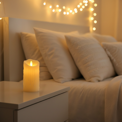 LED Kerze mit beweglicher Flamme Elfenbein - sicherer Kerzenschein ohne Gefahr.
