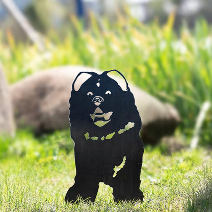 Hund Gartenstecker Metall Chow Chow Silhouette Gartendeko