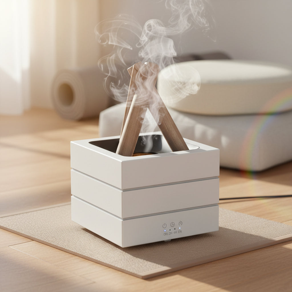Lagerfeuer Aroma Diffuser mit USB-Anschluss - modernes Design für komfortable Nutzung im Zuhause.