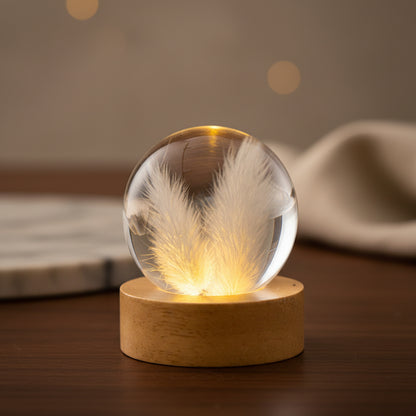Glaskugel Nachtlampe Holzsockel ewige Blume Geschenk Geburtstag Muttertag