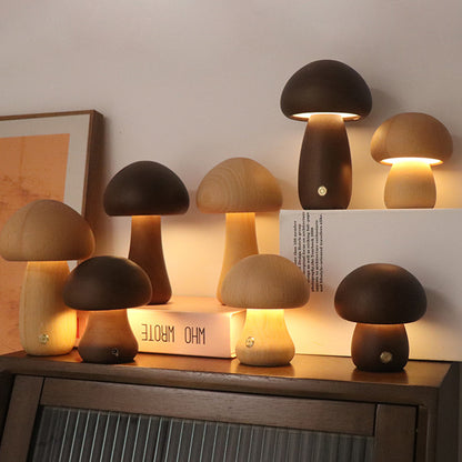 LED Pilzlampe Holz – Nachtlicht mit Touch-Funktion Schlafzimmer Kinderzimmer