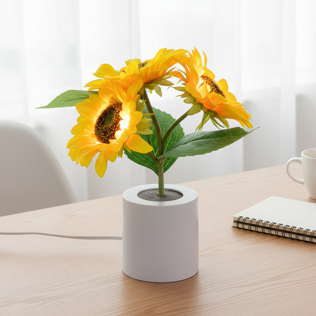 Sonnenblumen LED Tischlampe 2 Blumen – Variante Doppelblüte