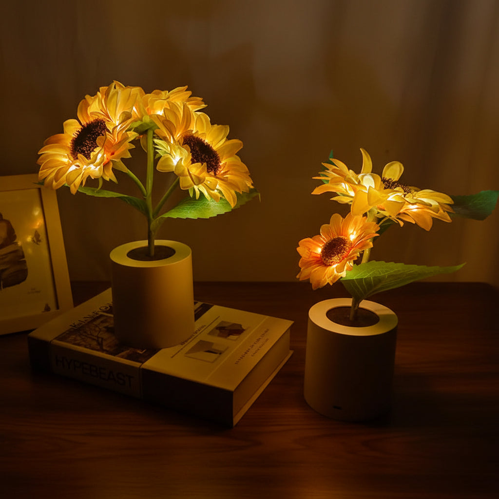 LED Blumenlampe Sonnenblume – kabellos wiederaufladbar, Seitenansicht