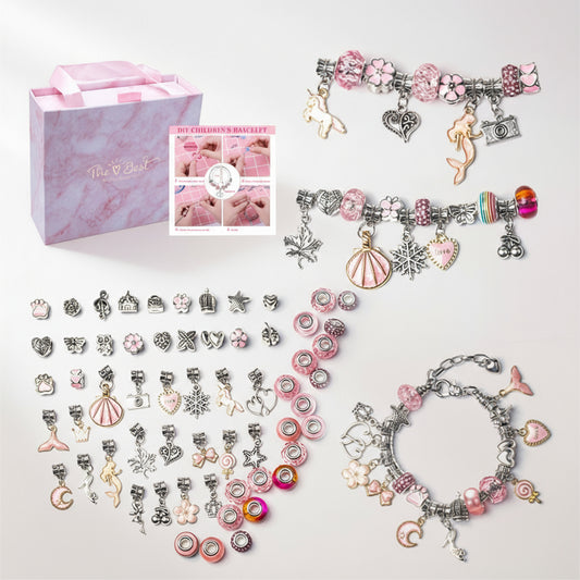 Charm-Armband Set zum Selbstgestalten – 24 funkelnede Perlen & Anhänger für Mädchen, ideal für kreative Schmuckliebhaberinnen und perfektes Geschenk.