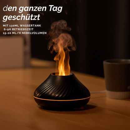 3D Flammen Aroma Diffuser mit RGB LED Licht 130ml - luxuriöses Design und realistischer Flammeneffekt für eine entspannende Atmosphäre.