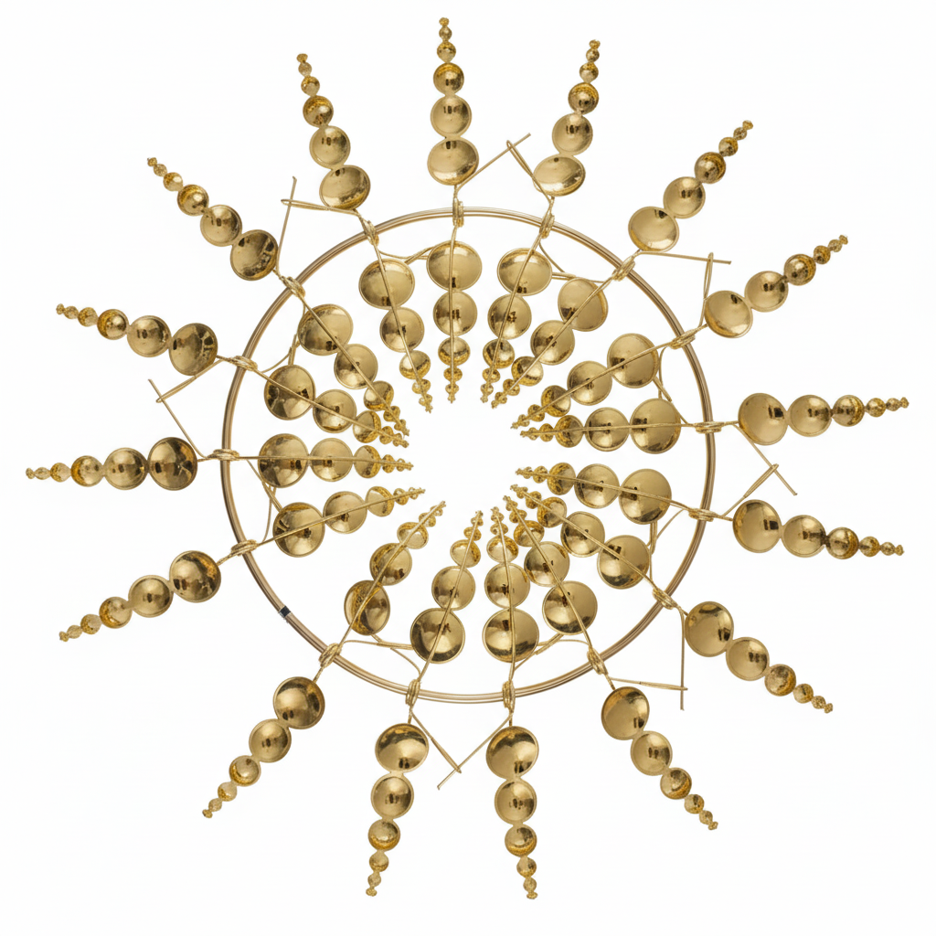 Windrad Garten gold – Metall Windspiel Produktfoto auf weissem Hintergrund