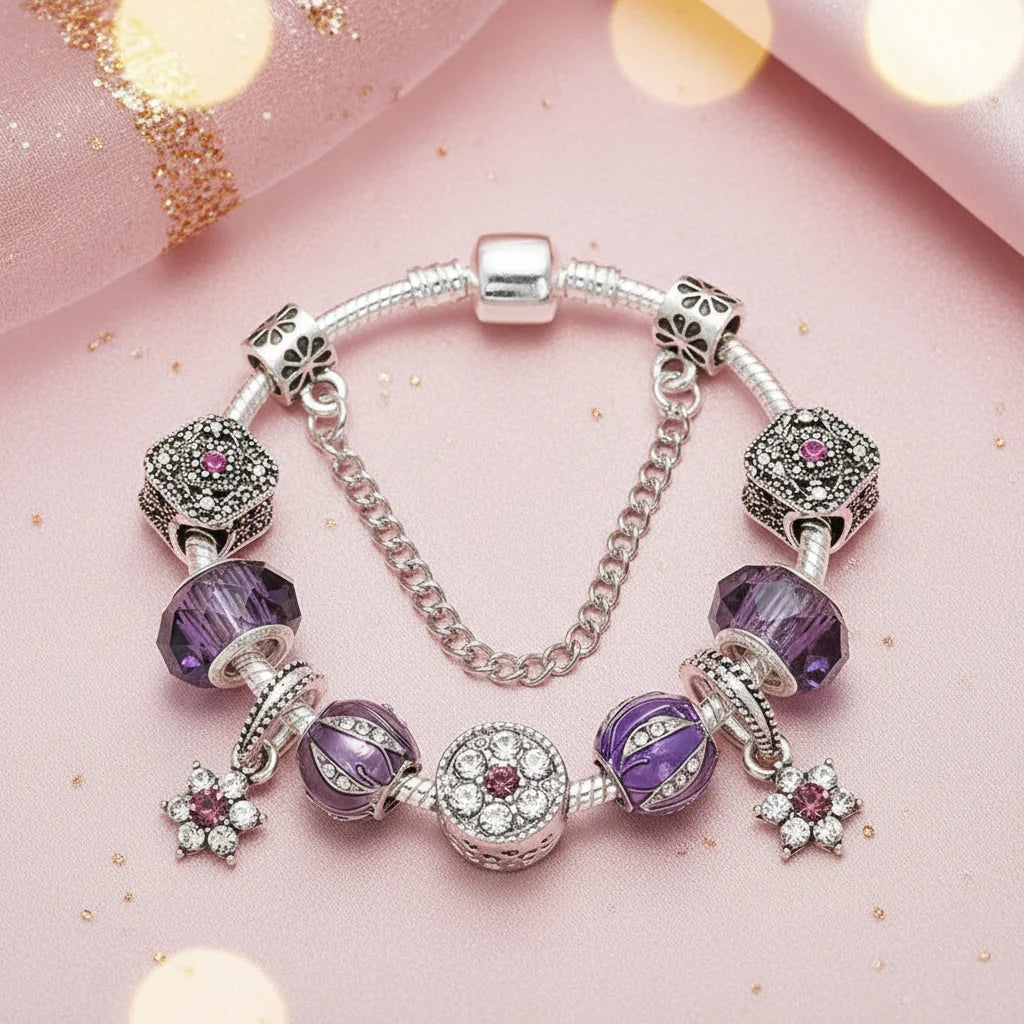 Charm Armband Amethyst-Krone - lumoraX
