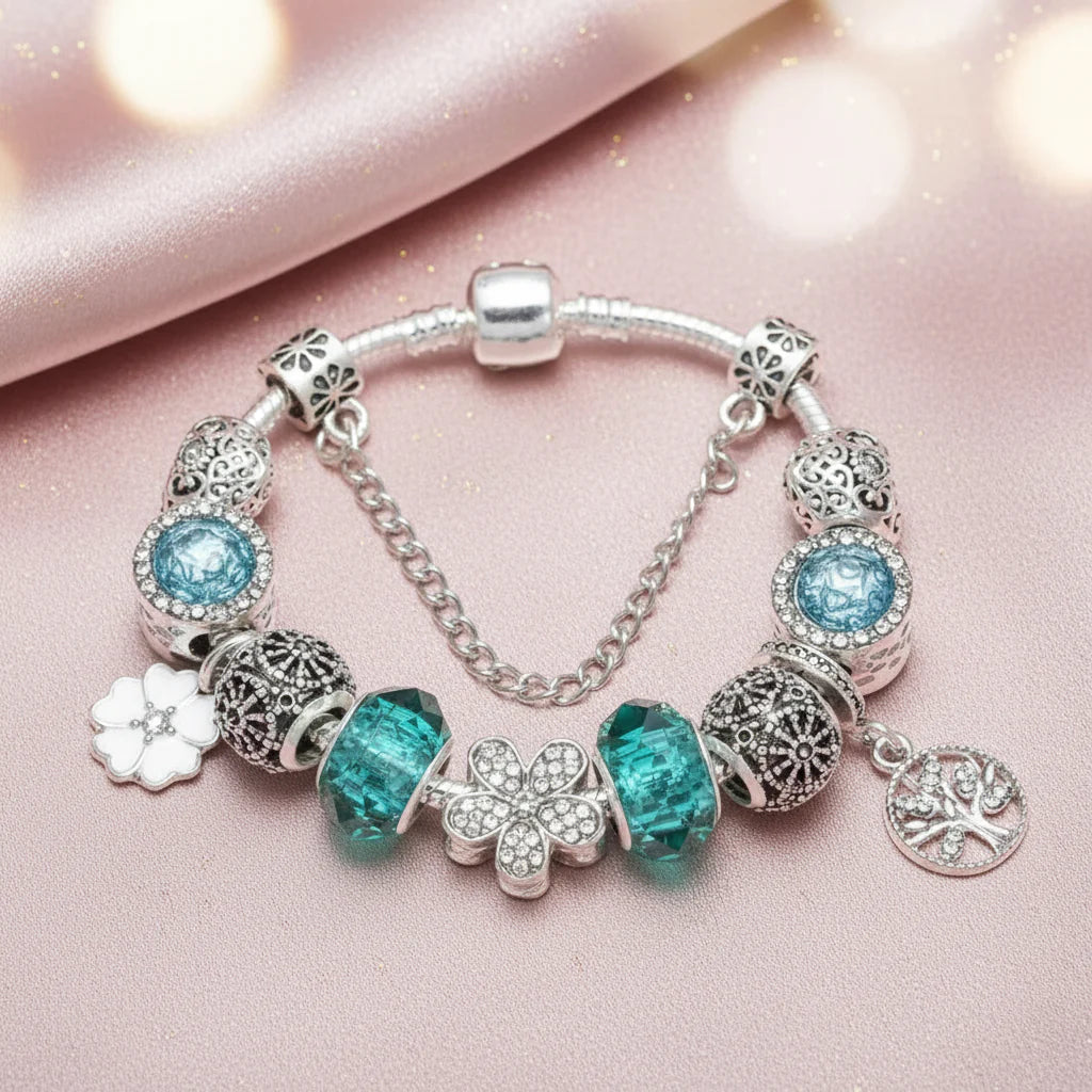 Charm Armband Türkis-Lebensbaum - lumoraX