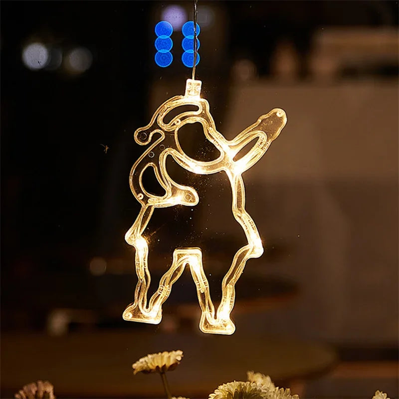 LED Fensterlicht Weihnachtsmann mit Saugnapf, warmweiss beleuchtet