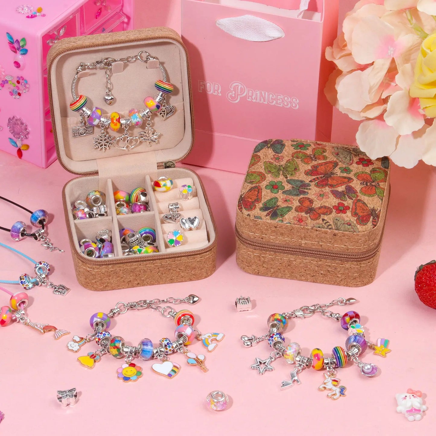 DIY Retro Charm Armband Set Mädchen – Charmante Schmuckbox mit DIY Zubehör und Anleitungen.