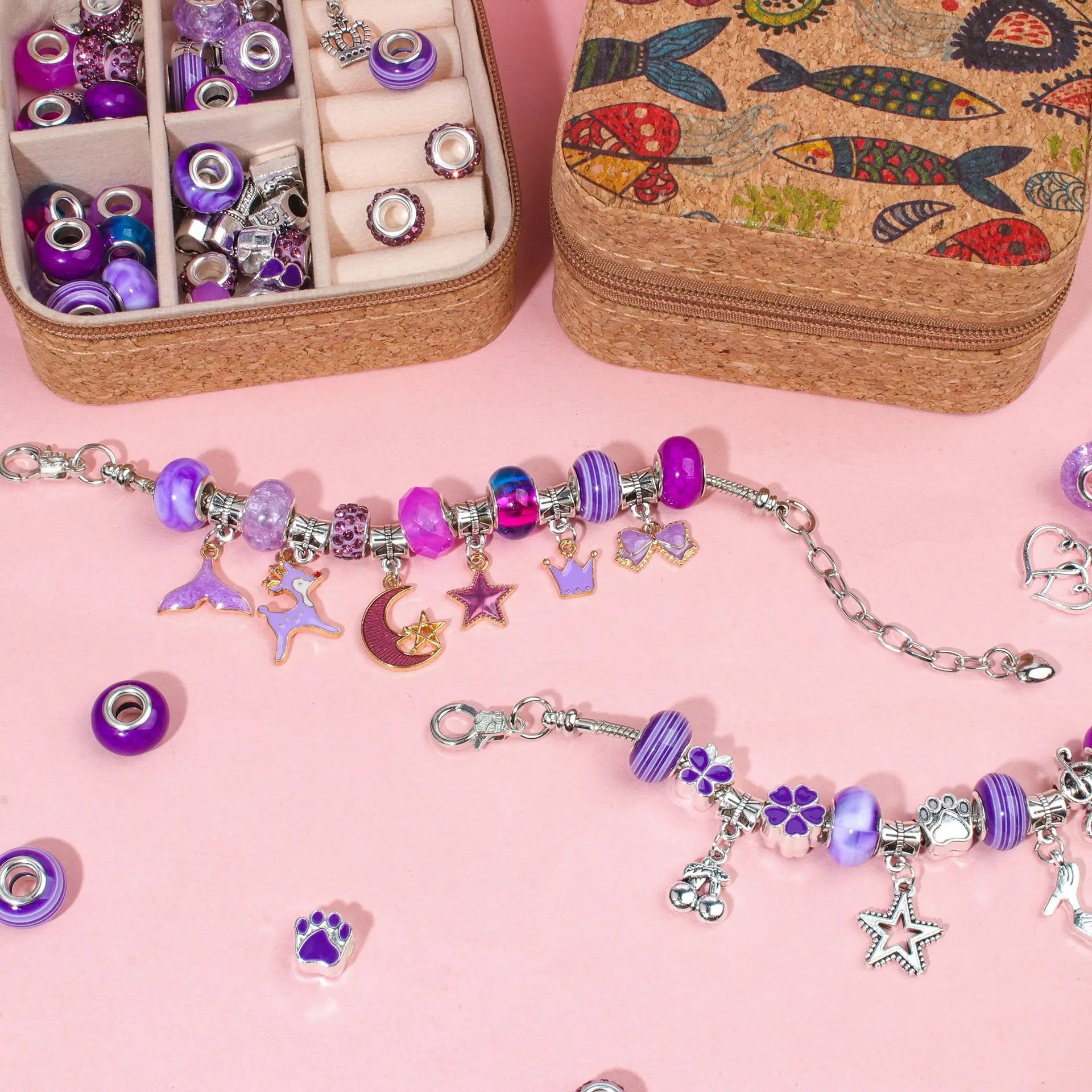 DIY Retro Charm Armband Set Mädchen – Bunte Bastelideen für kreative Mädchen ab 6 Jahren.