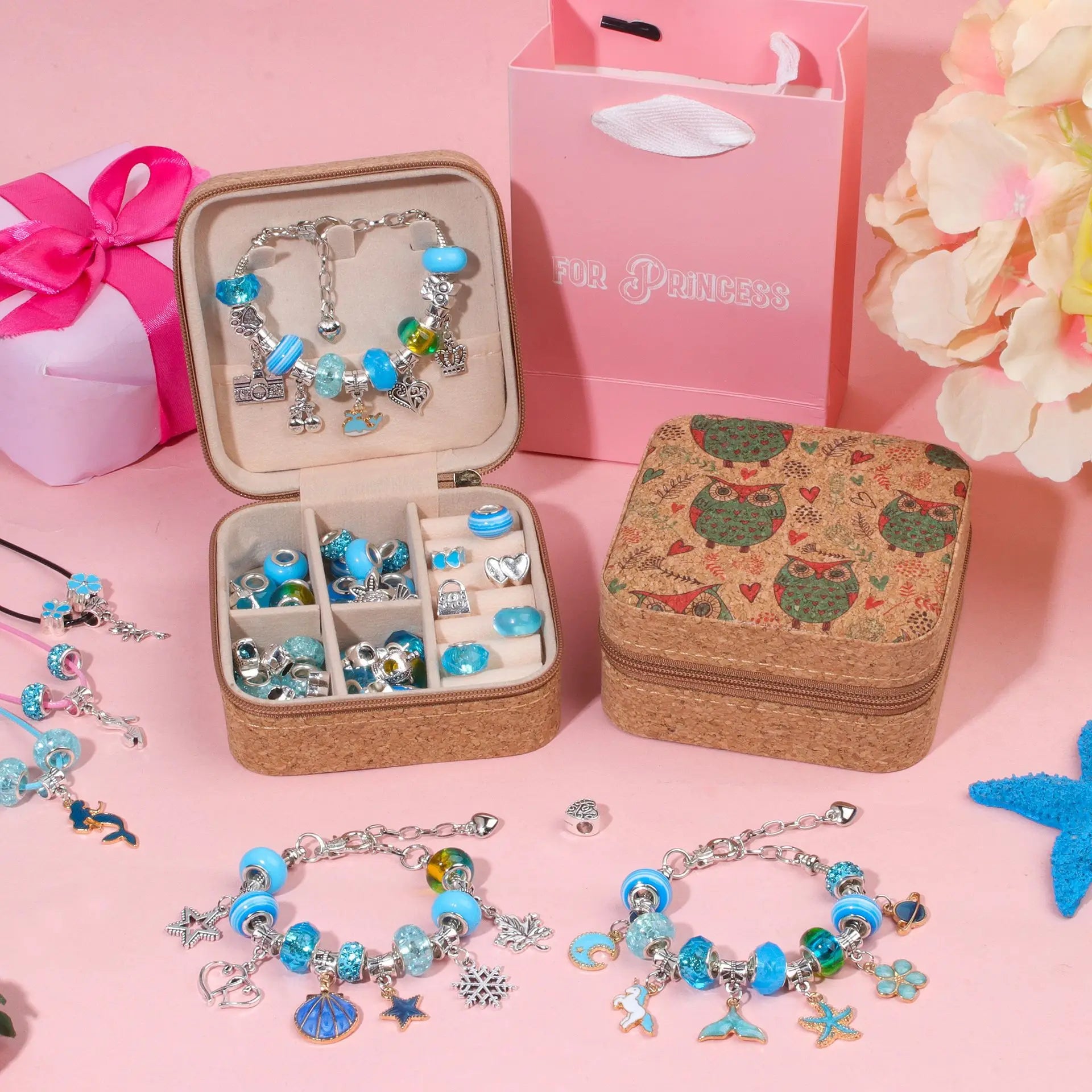 DIY Retro Charm Armband Set Mädchen – Kreatives Armband mit Unicorn-Motiven und Retro-Design.