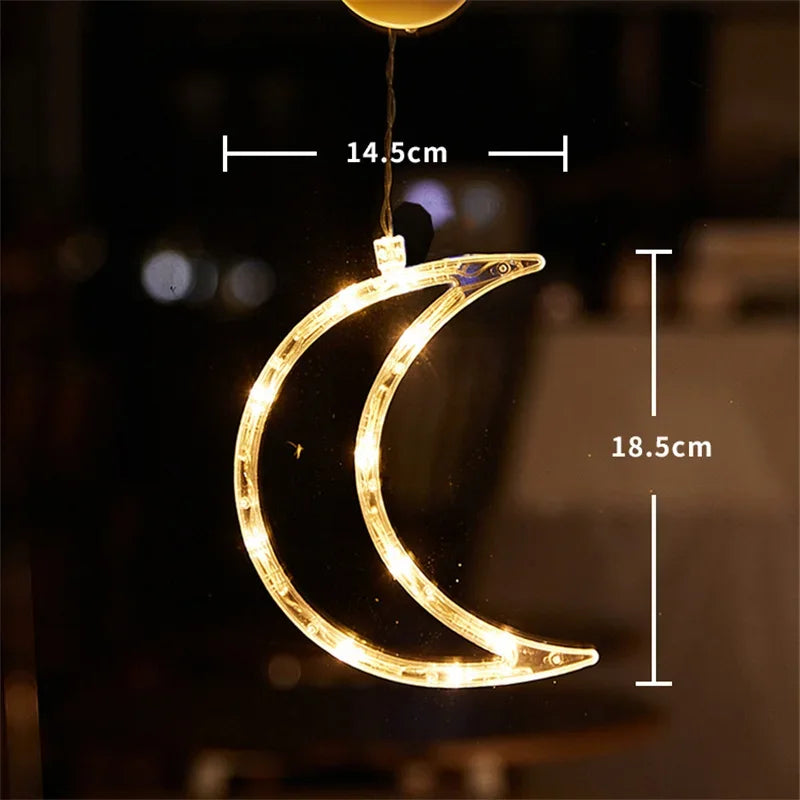 LED Fensterlicht Mond, ca. 14,5 × 18,5 cm, warmweiss beleuchtet