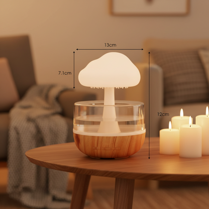 Der leise Regenwolke Luftbefeuchter mit 7-Farben LED Nachtlicht, schafft eine beruhigende Umgebung. regenwolke-luftbefeuchter-led-aroma-diffuser