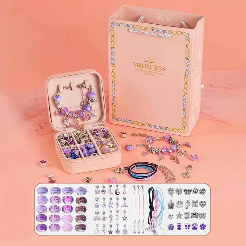 Modeschmuck vom DIY Buntes Charm Armband Set – Schmuckbox für Mädchen, farbenfrohe Kreationen, die den persönlichen Stil fördern.