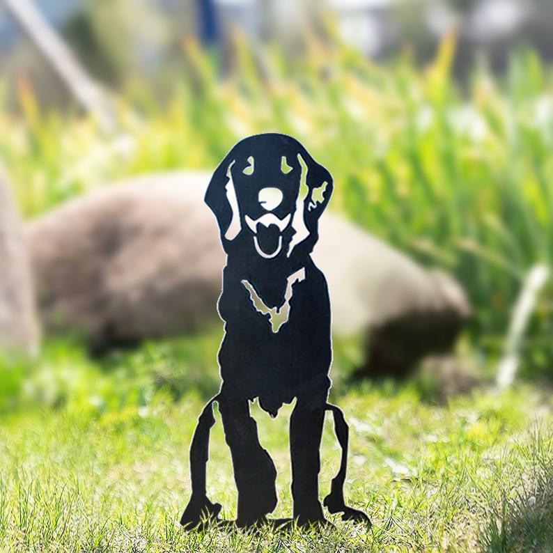Hund Gartenstecker Metall Golden Retriever Silhouette Gartendeko