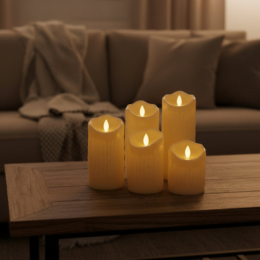 LED Kerze mit beweglicher Flamme Elfenbein - ideale stimmungsvolle Beleuchtung für jedes Zuhause.