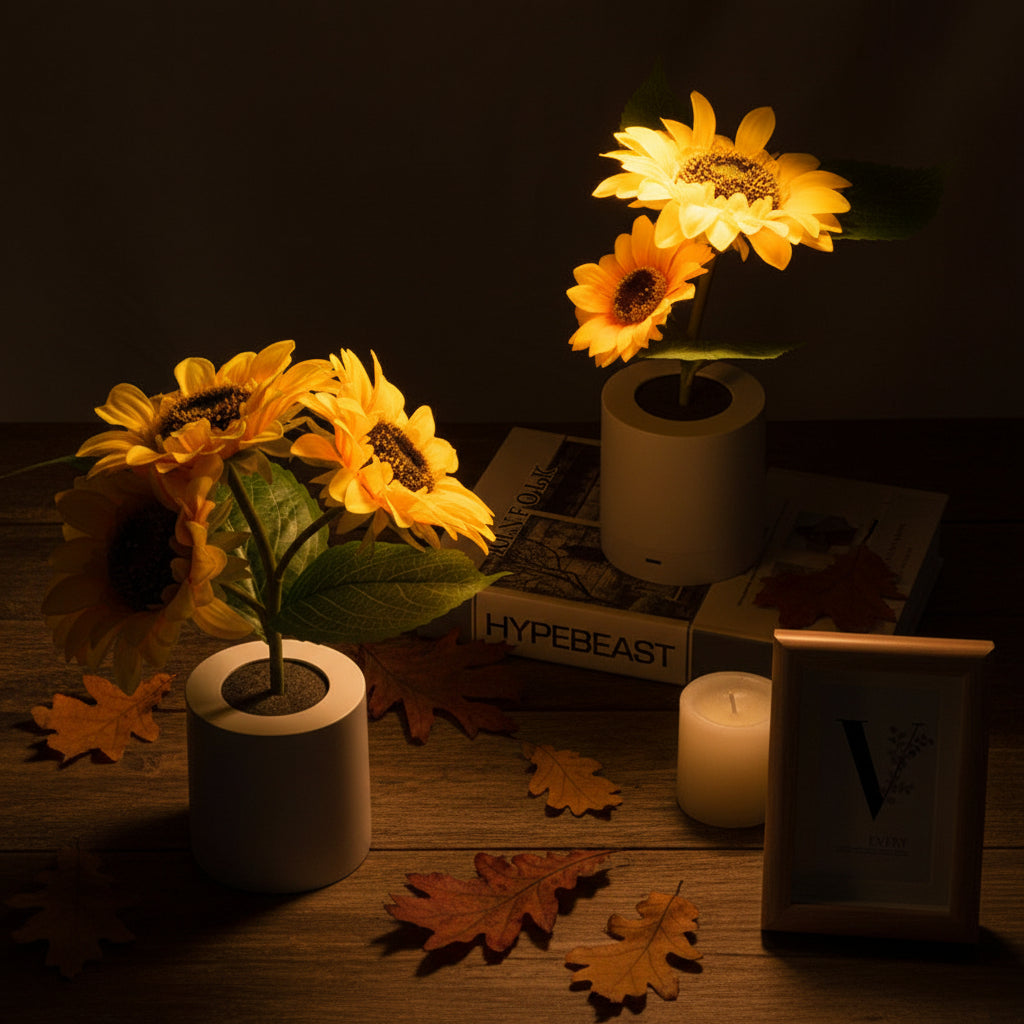 Sonnenblumen LED Deko – 3 Blumen Set als Geschenkidee zum Muttertag
