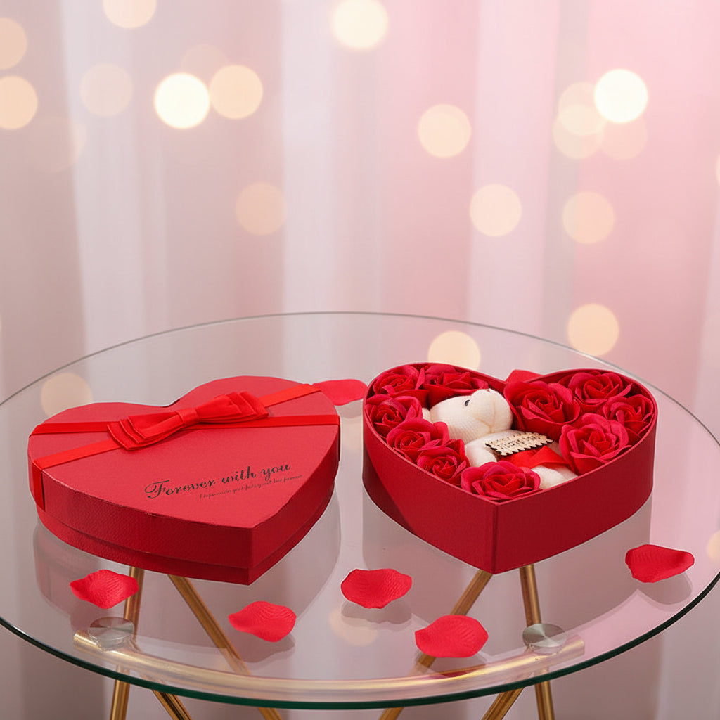 Rosenbox Herz Geschenk – Kunstblumen verwelken nie, perfekt für Muttertag