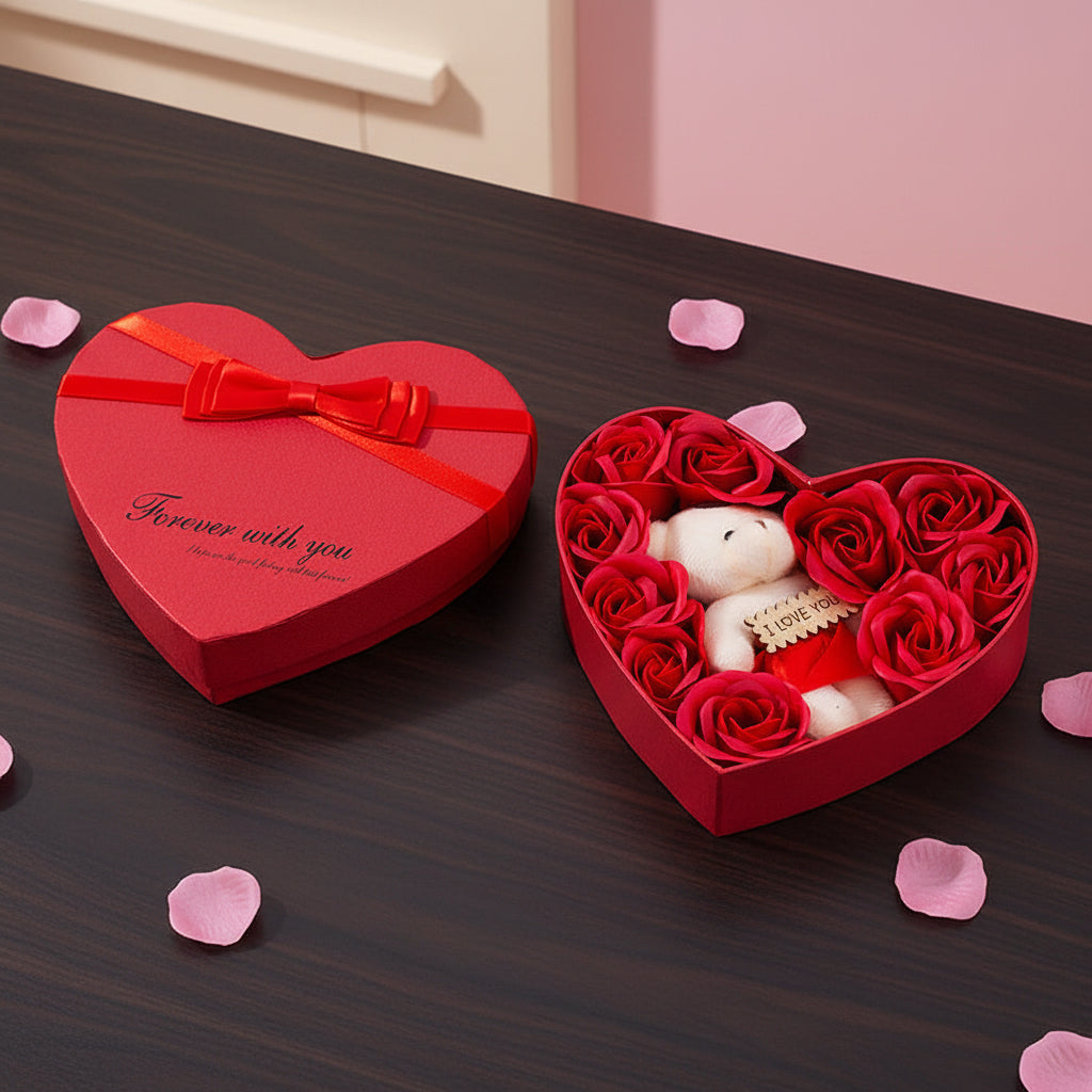 Herzförmige Rosenbox Geschenk Stimmungsbild – für Mama, Partnerin, Freundin