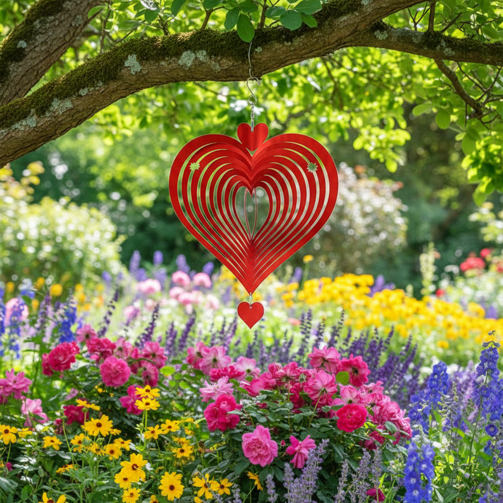 Windspiel Herz hängend – Dekorativer Windspinner für Garten & Balkon