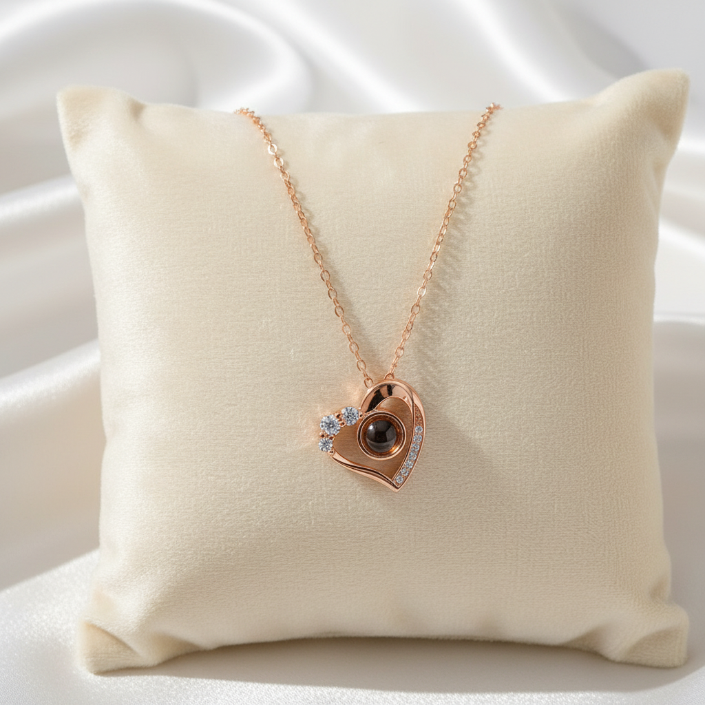 Entdecken Sie die Projektionshalskette 100 Sprachen Damen Silber Roségold, ein ideales Schmuckstück, das das perfekte Geschenk zum Muttertag darstellt.