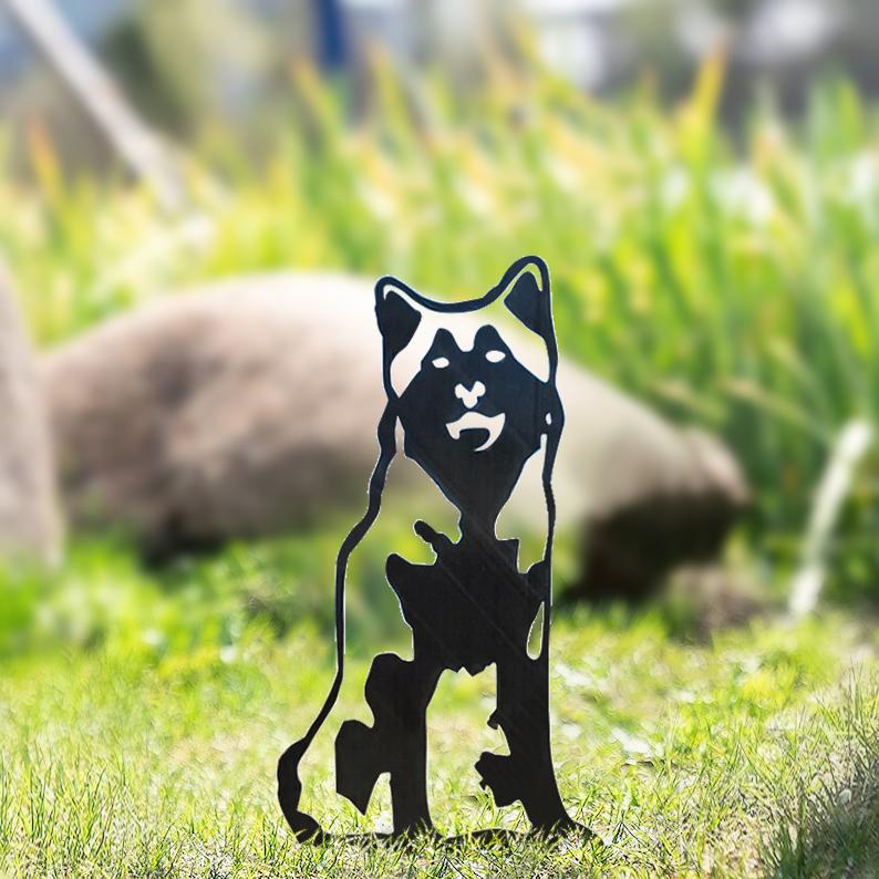 Hund Gartenstecker Metall Grössenvergleich Klein und Gross